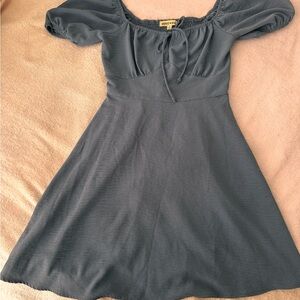 Inspired Hearts Charcoal Off-Shoulder Midi Dress